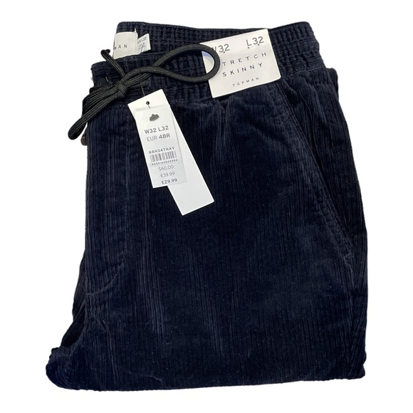 TOPMAN Whyatt Corduroy Skinny Pants in Navy Blue - 32 - Picture 5 of 6